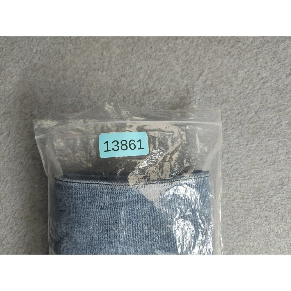 Fashion Nova Women Jeans 13 Blue 5 Pocket Side Slit High Rise Straight Leg Denim